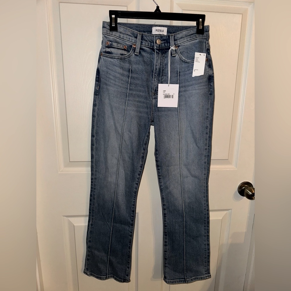 Pistola Lennon high rise crop boot Blue Straight Leg Women's Jeans 26 NWT